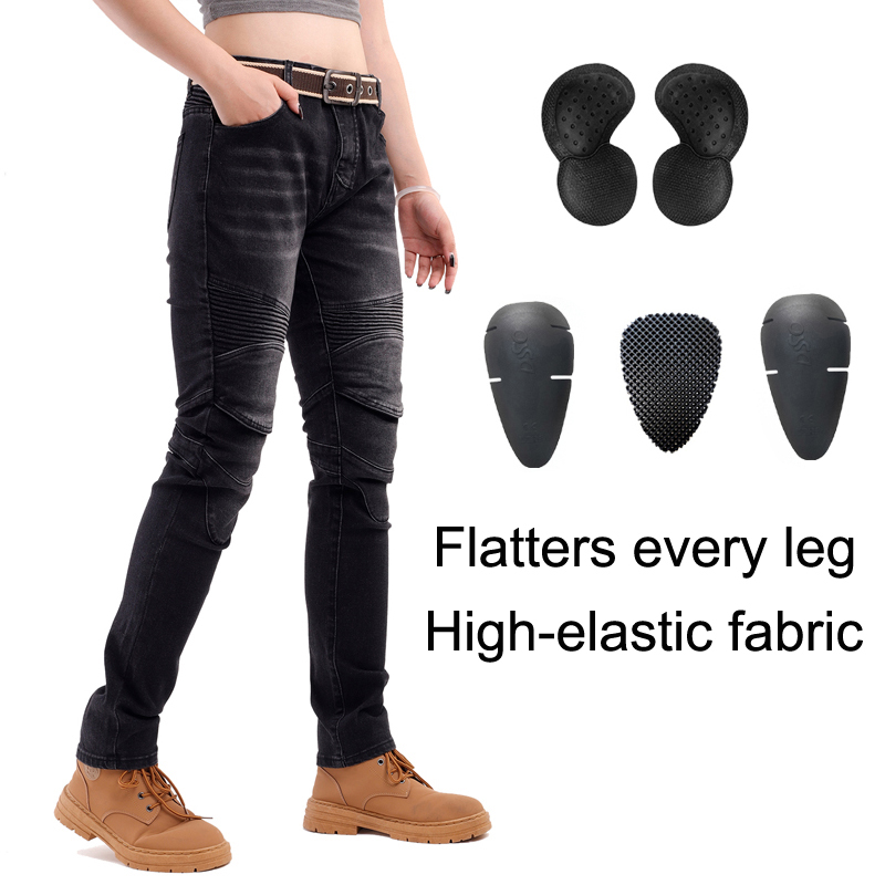 Motorcycle Gear Women Pants - Jean de moto noir pour femmes,