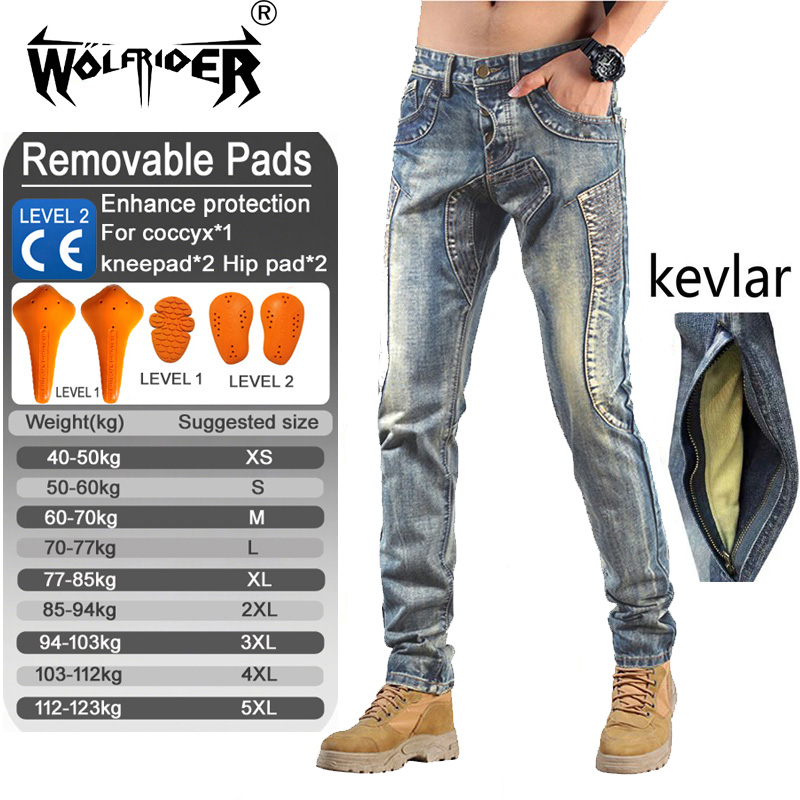 Motorcycle Gear Japan - Kevlar moto jean hommes aramide Protection
