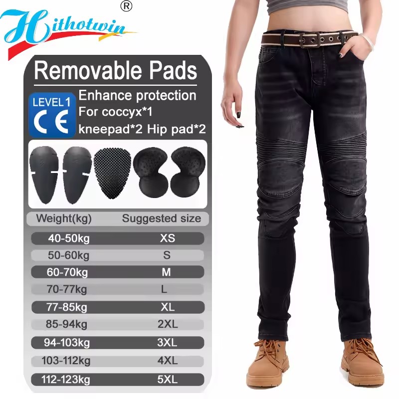 Jean de moto noir pour femmes, - Motorcycle Gear Women Pants avis et prix